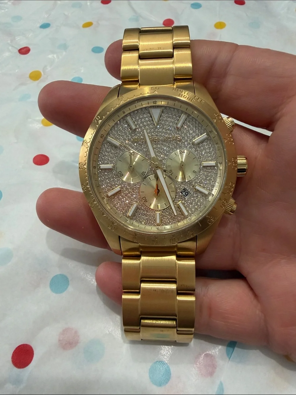 Michael Kors Gold Crystal Dial Chronograph Bracelet Watch